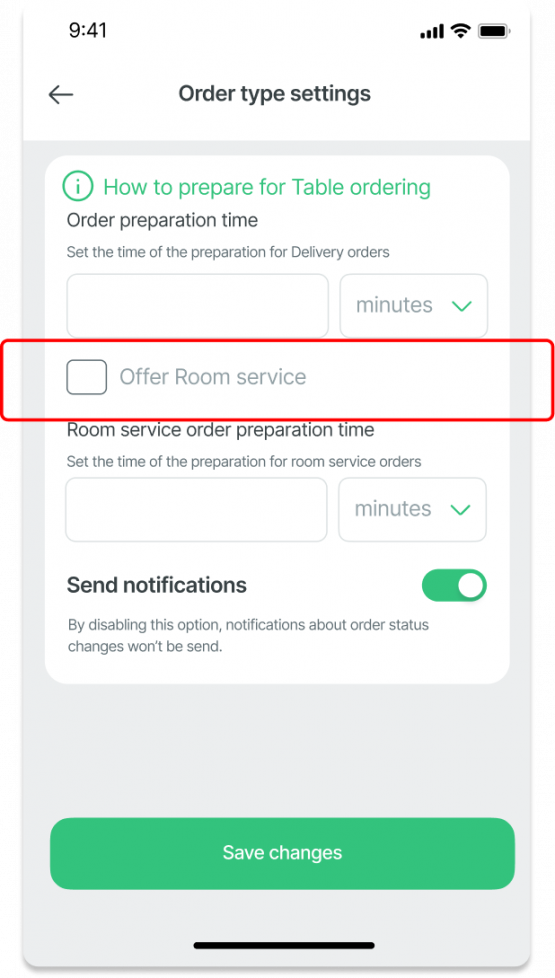 order type settings